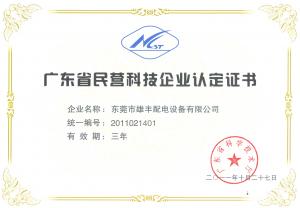 廣東省民營科技企業(yè)認(rèn)定證書